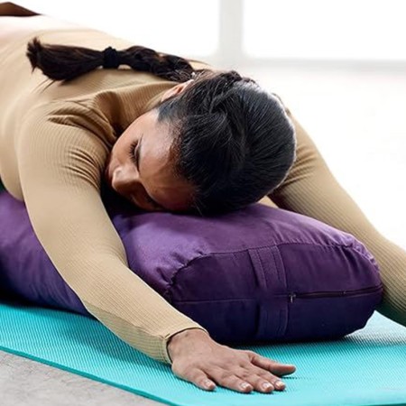 Washable purple organic cotton yoga pillow