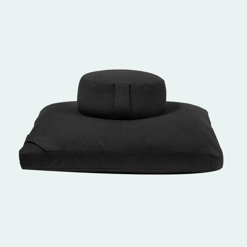 Portable black cotton yoga meditation pillow