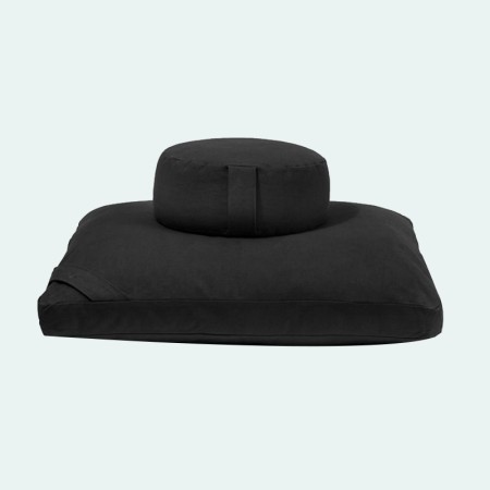 Portable black cotton yoga meditation pillow